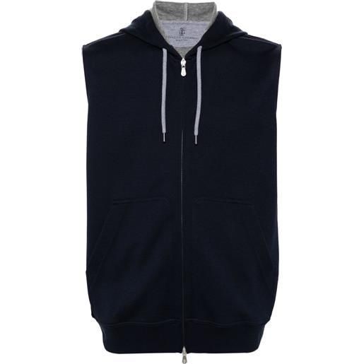 Brunello Cucinelli felpa smanicata con cappuccio - blu