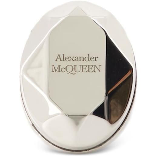 Alexander McQueen anello the faceted stone - argento
