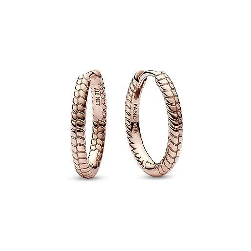 PANDORA orecchini a cerchio moments in maglia snake placcati in oro rosa 14 carati