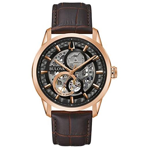 Bulova Automatico 98A273 - Orologio Uomo Dal Design Elegante, Cassa Dorata 44mm, Cinturino In Acciaio, Impermeabile 20 Bar