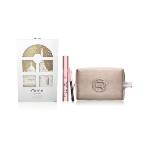 L'Oreal Paris l'oréal paris natale pochette regalo make up con mascara big deal e mini-matita occhi paradise le khol, per i tuoi look festivi, con elegante pochette champagne in velluto