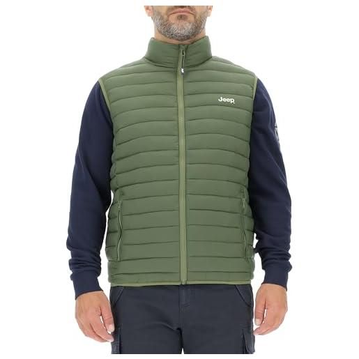 Jeep o102879-e946 j piumino smanicato uomo tasche zippate stampa piccola j23w uomo rifle green s