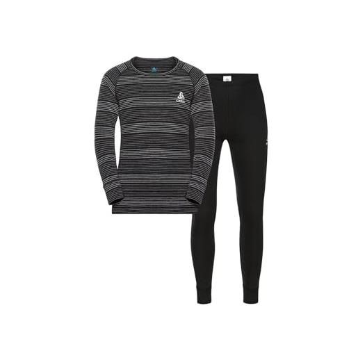 Odlo active warm set 159449, bambini e ragazzi, black - grey melange, 128