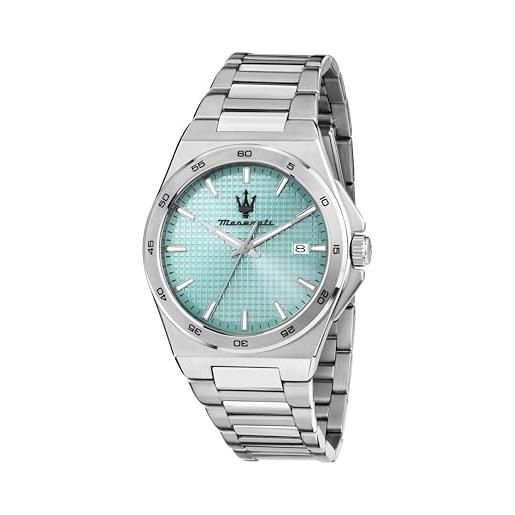 Maserati orologio uomo, tempo, data, analogico, 40 mm, collezione velocita' slim, regalo uomo