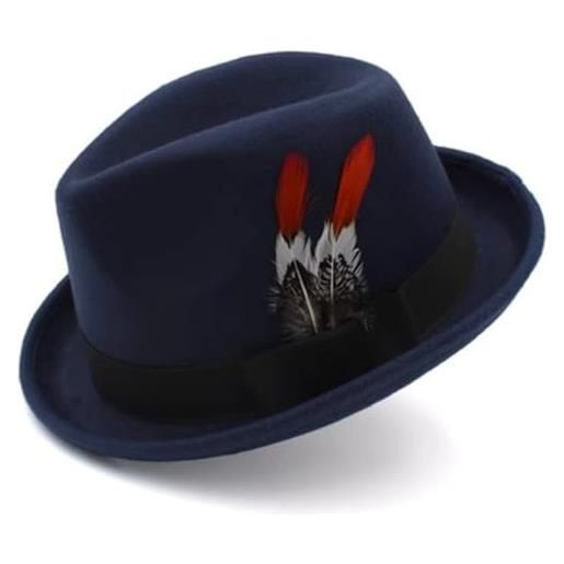 SLEDEZ fedora classica cappello a cuffia caldo da uomo e da donna cappello jazz con decorazione classica in piume retrò(colour 5)