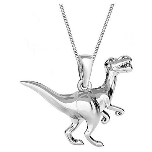 Goldene Hufeisen ciondolo a forma di dinosauro con catena, in vero argento 925, per ragazze e ragazzi