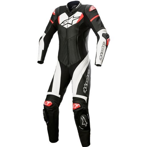 Alpinestars tuta da moto da donna monopezzo in pelle Alpinestars stella gp plus 2 nero-bianco-rosso fluo, 48