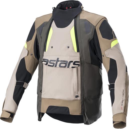Alpinestars halo drystar giacca da moto color kaki-beige-giallo fluo, 4xl