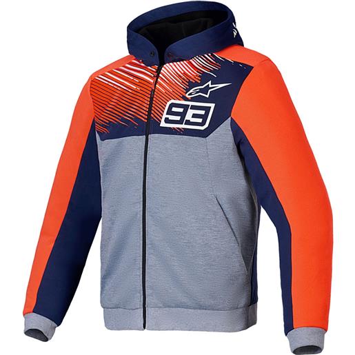 Alpinestars felpa con cappuccio Alpinestars chrome v2 sport mm93 collezione grigio chiaro-blu-rosso fluo, 2xl