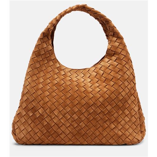 Bottega Veneta borsa a spalla campana intrecciato large in suede