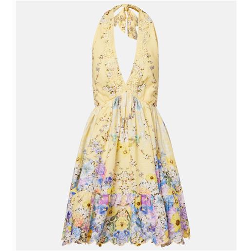 Camilla abito corto in lino con stampa floreale