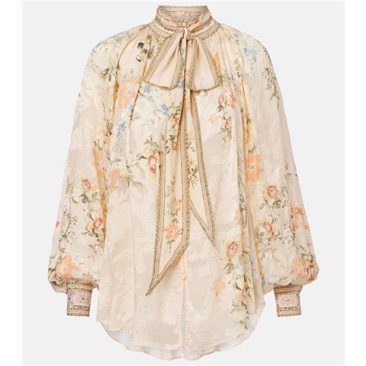 Camilla blusa in misto seta con stampa floreale