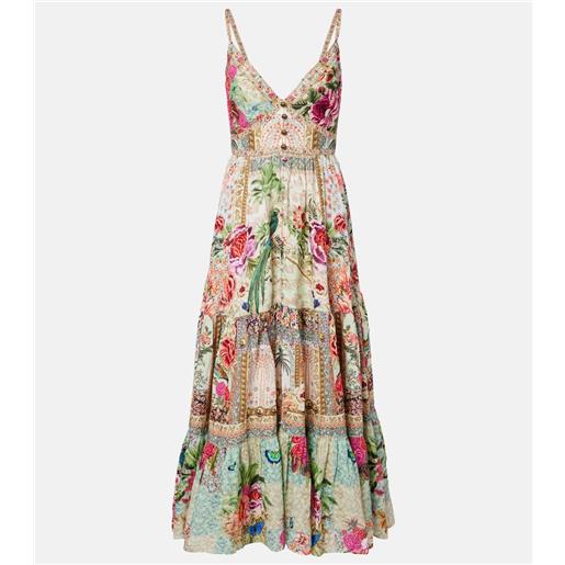 Camilla abito lungo in lino con stampa floreale