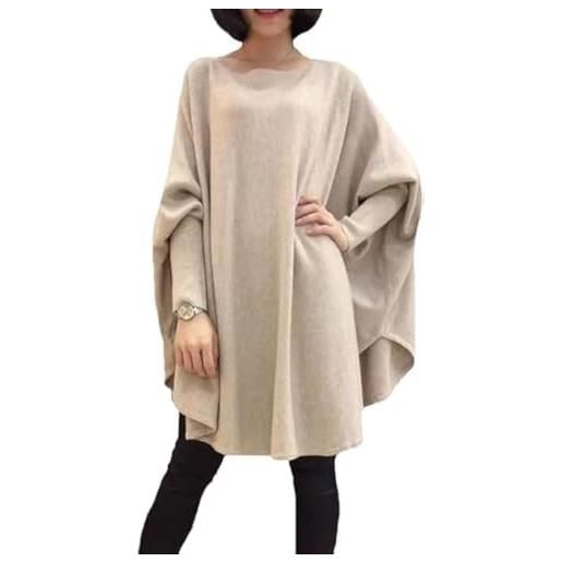 FTCayanz donna batwing manica tunica tops taglia grossa camicetta cachi chiaro