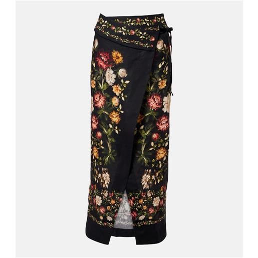 Agua by Agua Bendita pareo tierra in lino con stampa