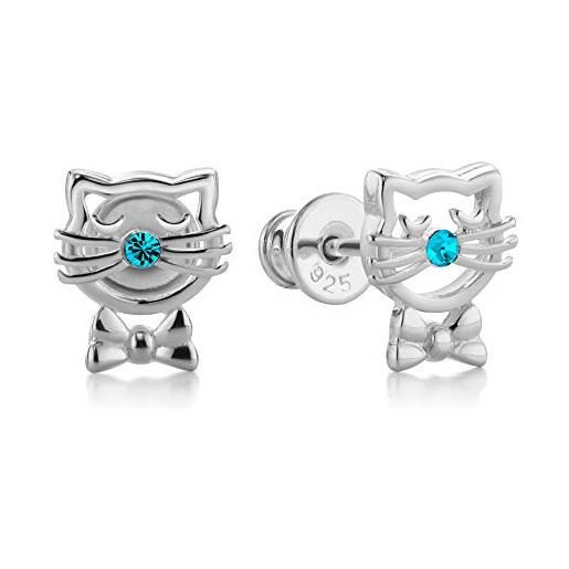 butterfly orecchini argento sterling a forma di gatto con cristalli incastonati