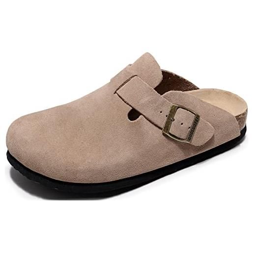 guoluofei zoccoli da donna, zoccoli da donna, con supporto ad arco e fibbia regolabile, marrone, 40 eu