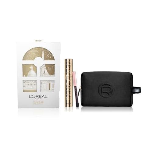 L'Oreal Paris l'oréal paris natale pochette regalo make up con mascara panorama volumizzante e mini-matita occhi paradise le khol, per i tuoi look festivi, con elegante pochette nera in velluto