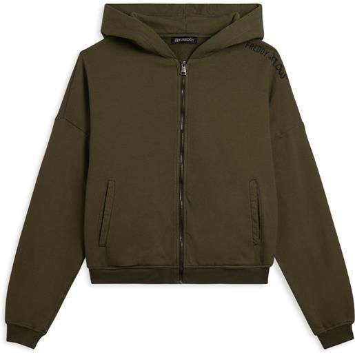 Freddy felpa oversize cropped con zip e stampa flow