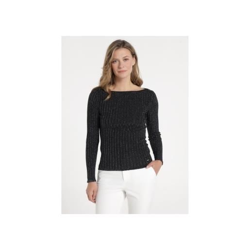 Victorio & Lucchino, V&L per donna. 350188173 maglia a coste in lurex nero [3301940], casual, viscosa, manica lunga