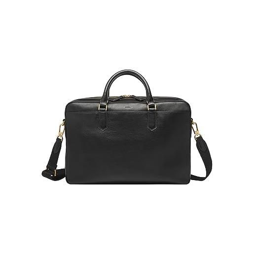 Fossil asher borsa da uomo, lite. Hide™ cartella in pelle nera, l: 40,6 cm, l: 8 cm, h: 27,9 cm, mbg9614001