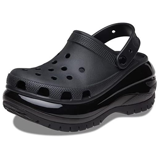 Crocs unisex classic mega crush clogs | scarpe con plateau, nero, 38/39 eu
