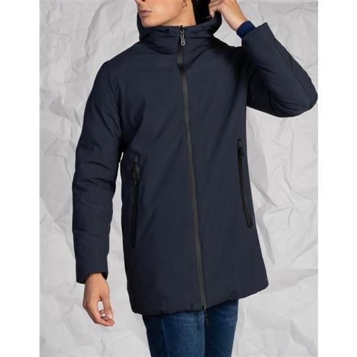 Amirante Antica Sartoria Napoletana giaccone casual reversibile uomo con cappuccio color blu made in italy