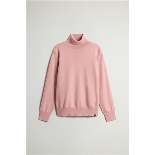 Woolrich donna maglione a collo alto in puro cashmere rosa taglia xs