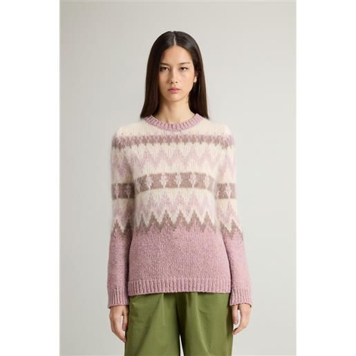 Woolrich donna maglione fair isle in misto lana marrone taglia xs