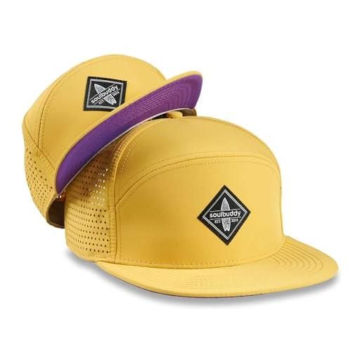 Soulbuddy - set di 2 cappellini da basecap coordinati papà e figlio - berretti traspiranti uomo e bambino - look mini me famiglia - idea regalo originale (it, testo, l, giallo violla)