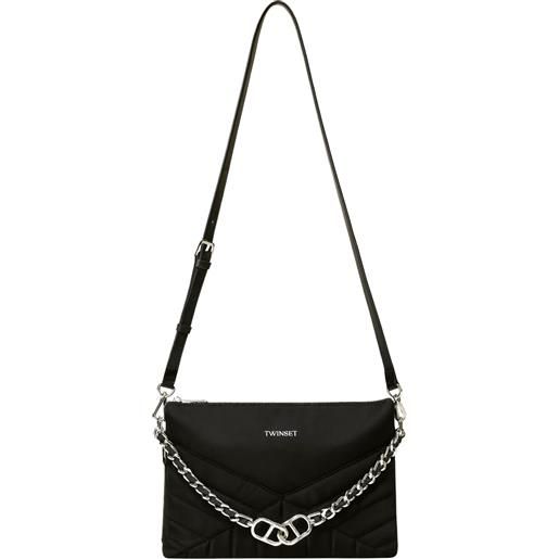 TWINSET borsa a tracolla in tessuto trapuntato con catena logo