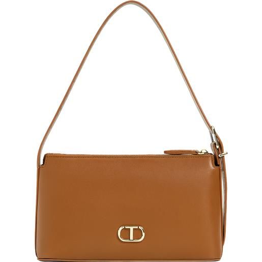 TWINSET borsa a spalla twinset in similpelle liscia con logo oval t
