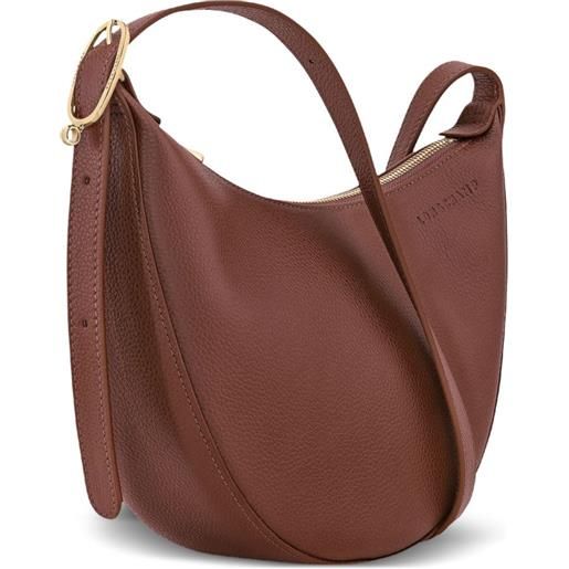 Longchamp borsa a tracolla le foulonné piccola in pelle pieno fiore - marrone