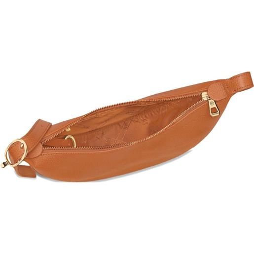 Longchamp borsa a tracolla le foulonné piccola in pelle pieno fiore - marrone