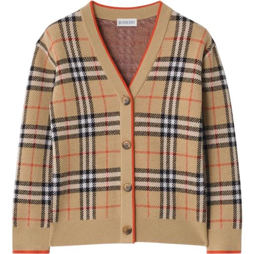 Burberry Kids cardigan a quadri - toni neutri