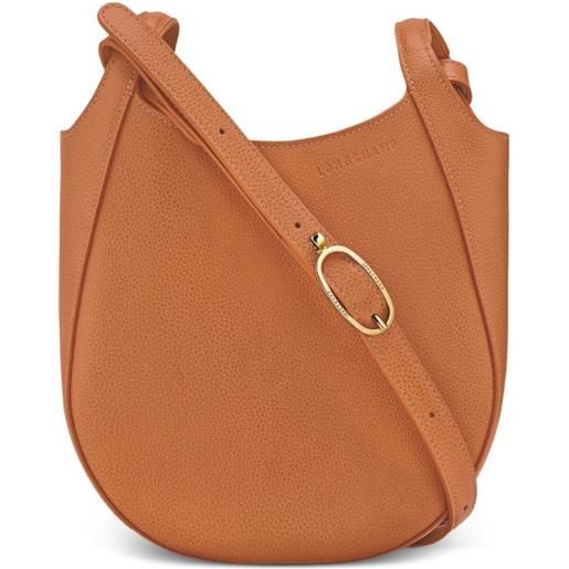Longchamp borsa a tracolla le foulonné piccola in pelle pieno fiore - marrone