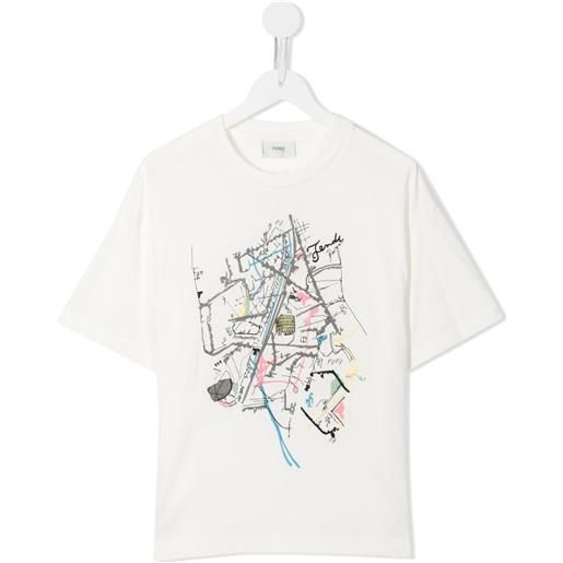 Fendi Kids t-shirt con stampa grafica - bianco