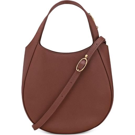 Longchamp borsa tote le foulonné piccola in pelle pieno fiore - marrone