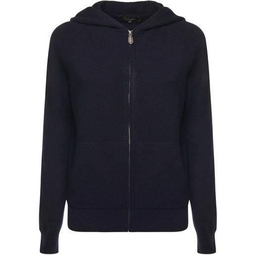 Loro Piana cardigan con zip e cappuccio - blu