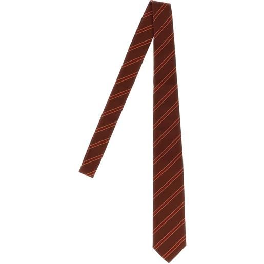 Auralee cravatta a righe in seta - marrone