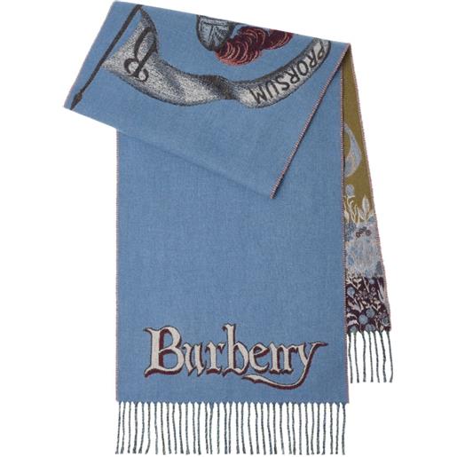 Burberry sciarpa knight portrait in cashmere - blu