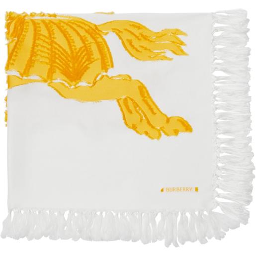 Burberry sciarpa con frange e motivo ekd - bianco