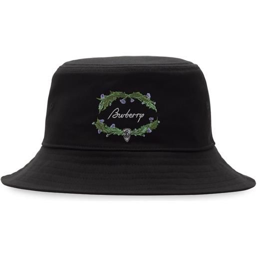 Burberry cappello bucket con logo ricamato - nero