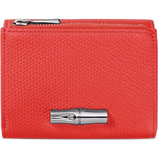 Longchamp portafoglio compatto le roseau - rosso