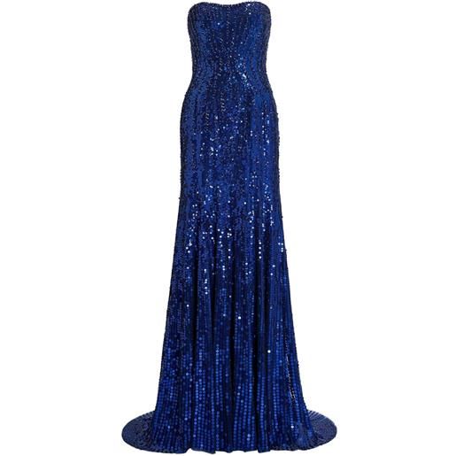 Jenny Packham abito lungo sarai con paillettes - blu