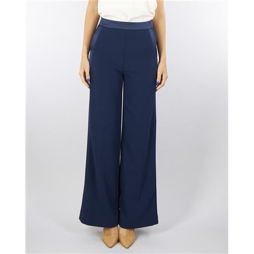IMPERIAL pantalone blu palazzo con tasche