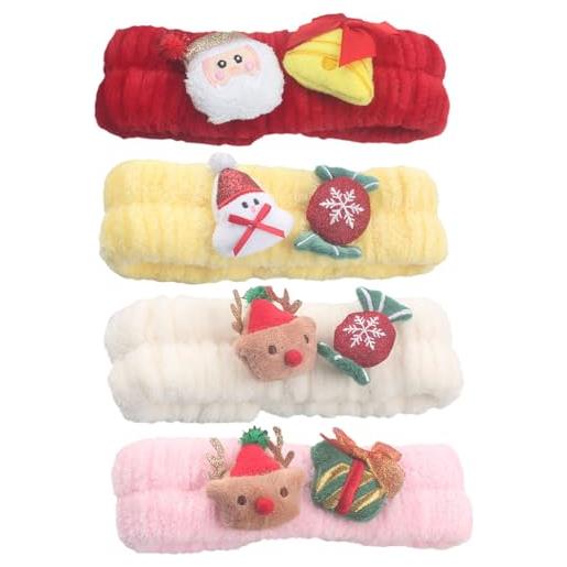 minkissy 4 fasce per spa per trucco per ragazze natalizia per lavare il viso fasce spa per ragazze fasce elastiche in flanella per donne per trucco