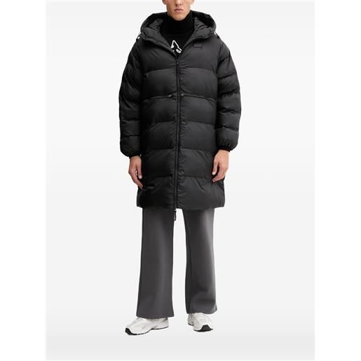 Ea7 Emporio Armani cappotto imbottito con applicazione logo - nero