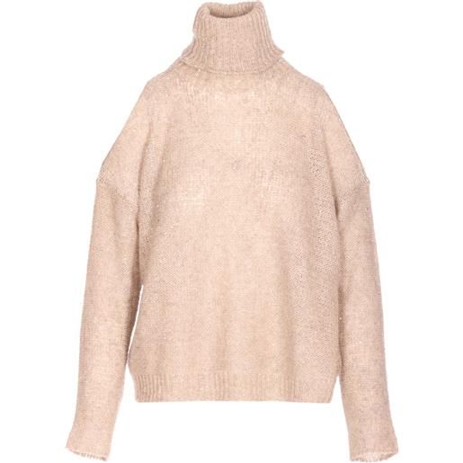 Roberto Collina sequin turtleneck sweater - toni neutri