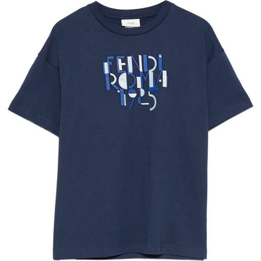 Fendi Kids t-shirt con ricamo - blu